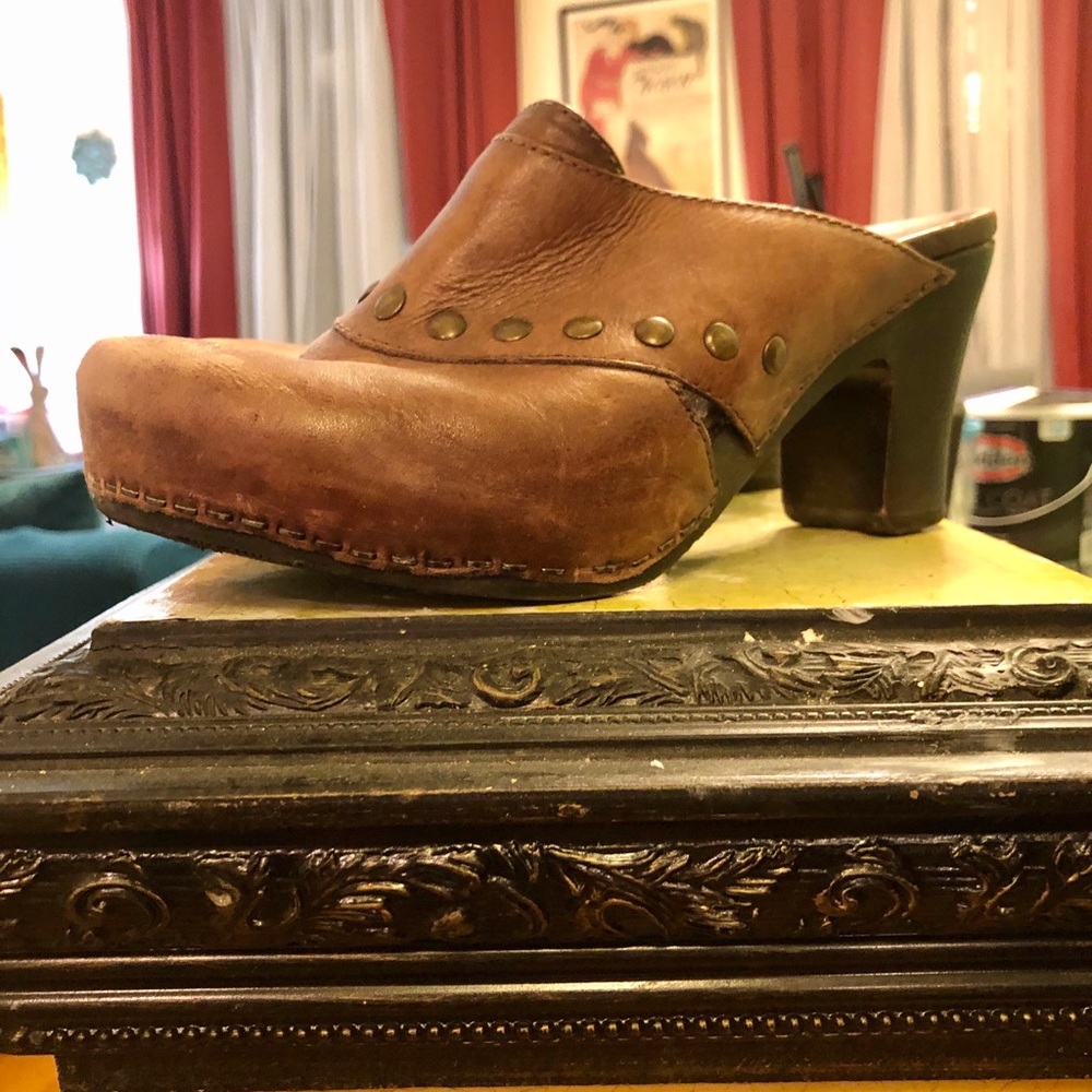 Brown Leather Clogs - image 1